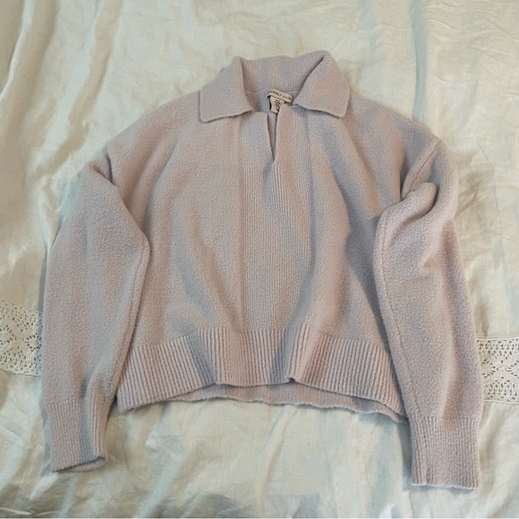 Sincerely Jules Medium Cropped Collared Sweater Light Pink - Picture 1 of 5